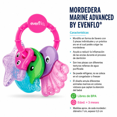 Mordillo Marine Evenflo Mordedor 3en1 Refrigerable para Bebé Rosa