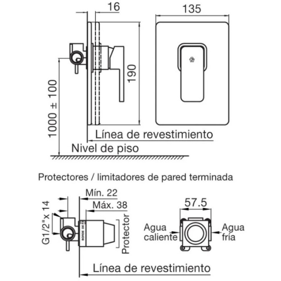 Grifería de Ducha Monocomando Empotrada Sin Transferencia Cromada Linea Sabina Grifería de Ducha Monocomando Empotrada Sin Transferencia Cromada Linea Sabina