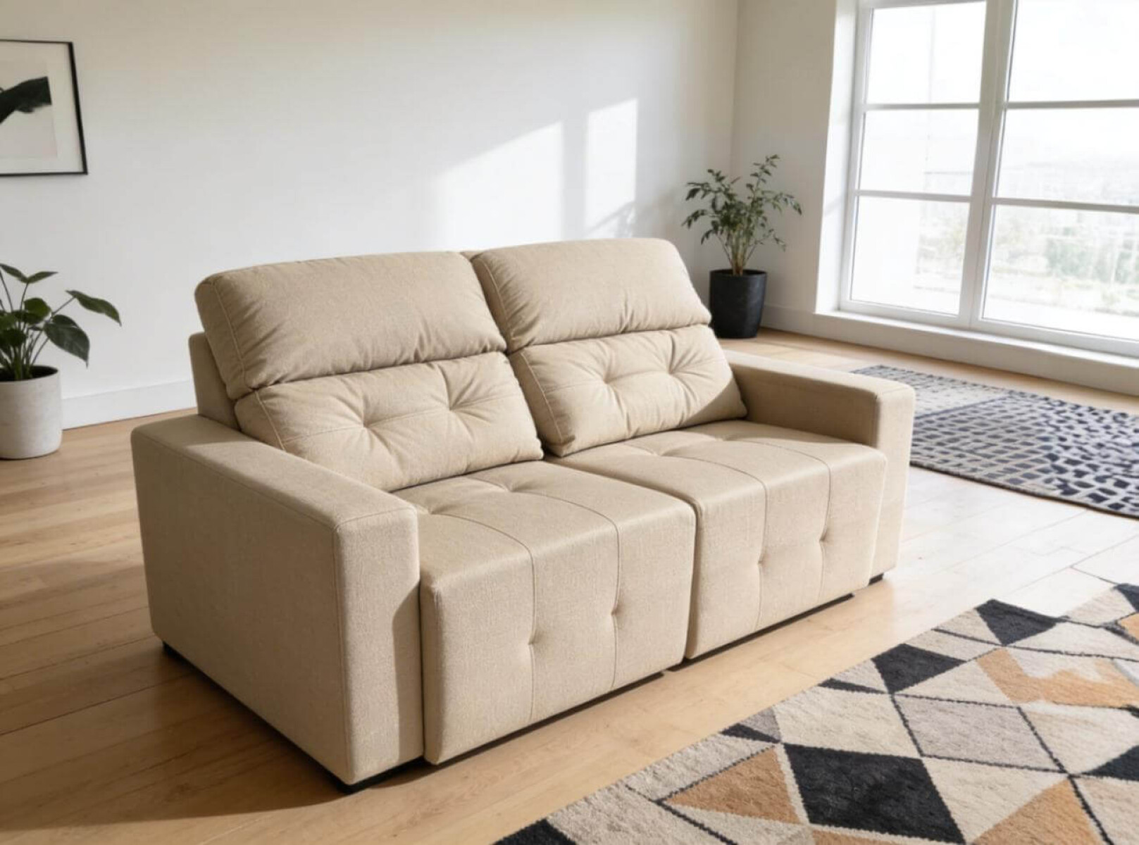 Sofá Reclinable 2.20m | Respaldo Alto 5 Posiciones | Resortes Pocket + Espuma D28 | Asientos Retráctiles 