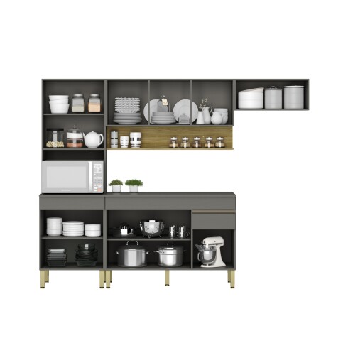 JUEGO COCINA MODULAR MOBILIARIO MDP LINE GAMAS DE GRIS GAMAS DE GRIS