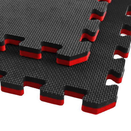 Piso Tatami Goma Eva Encastrable 1x1m 2cm Negro/Rojo