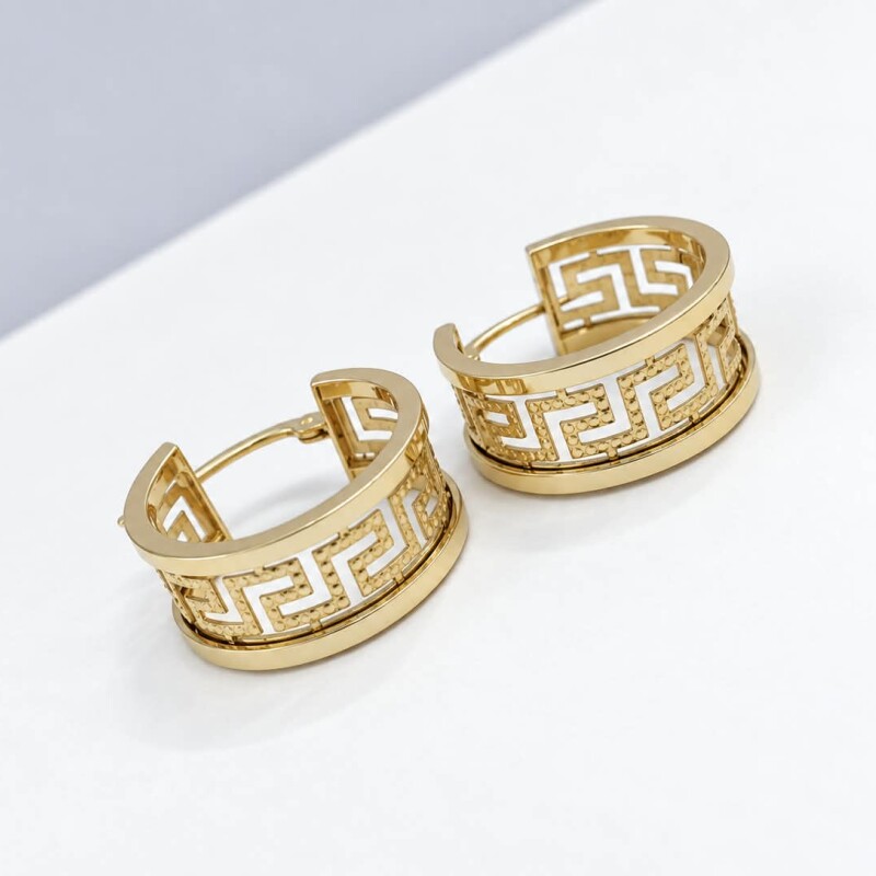 Aros con guarda griega Oro 18 Kt Aros con guarda griega Oro 18 Kt