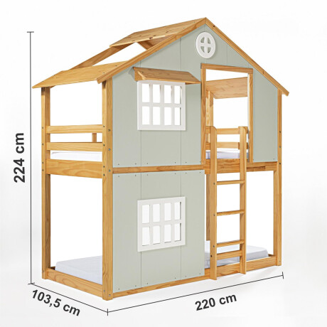 CUCHETA CASITA KIDS 1 PLAZA MDF VERDE LYON