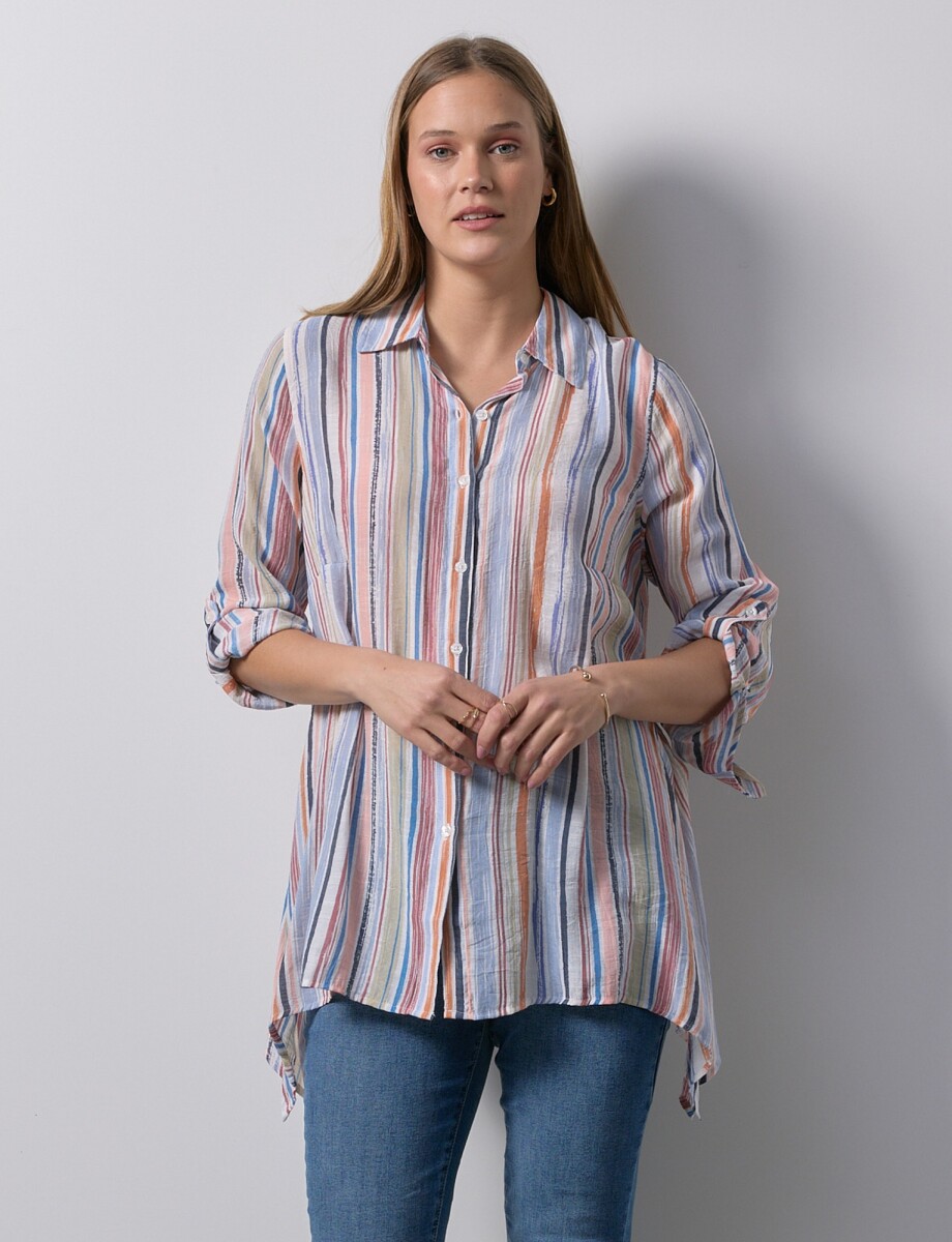 Camisa Larga - Multi/celeste 