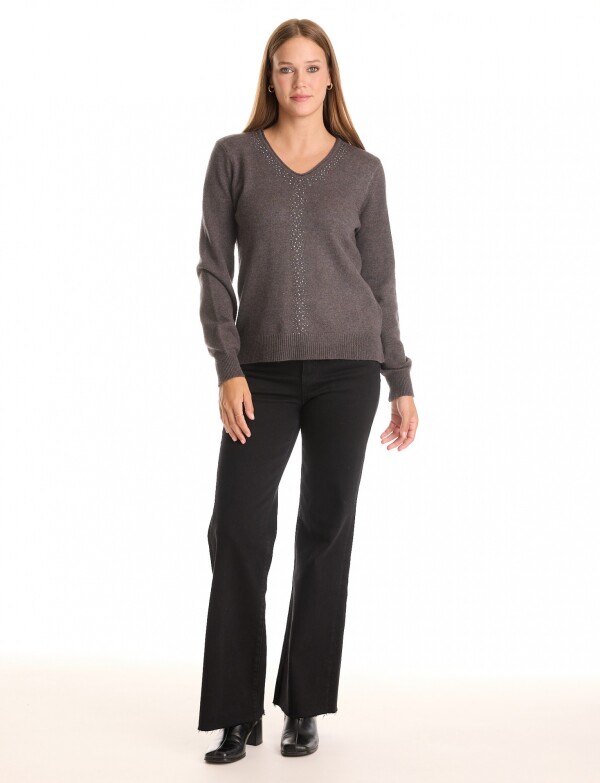 Buzo Esc V Det Brill GRIS OSCURO