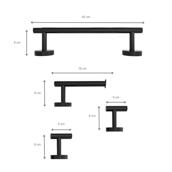 Set Accesorios De Baño Juego De 4 Piezas De Acero Inoxidable Percha Organizador Imback Color Negro Set Accesorios De Baño Juego De 4 Piezas De Acero Inoxidable Percha Organizador Imback Color Negro