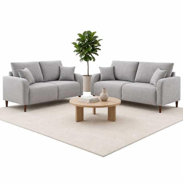 CONJUNTO SOFÁ SILLÓN SCOTT LIVING 2 CUERPOS + 3 CUERPOS GRIS