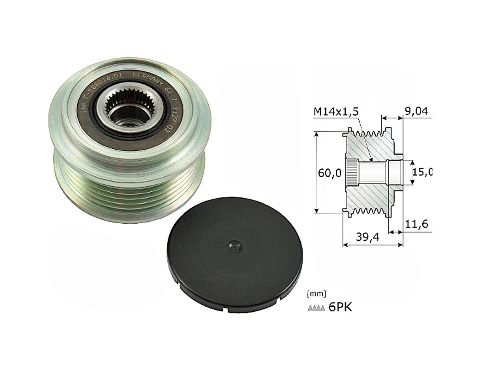 Polea Alternador Marcha Libre Citroen C1, Peug 108/107 08-25 