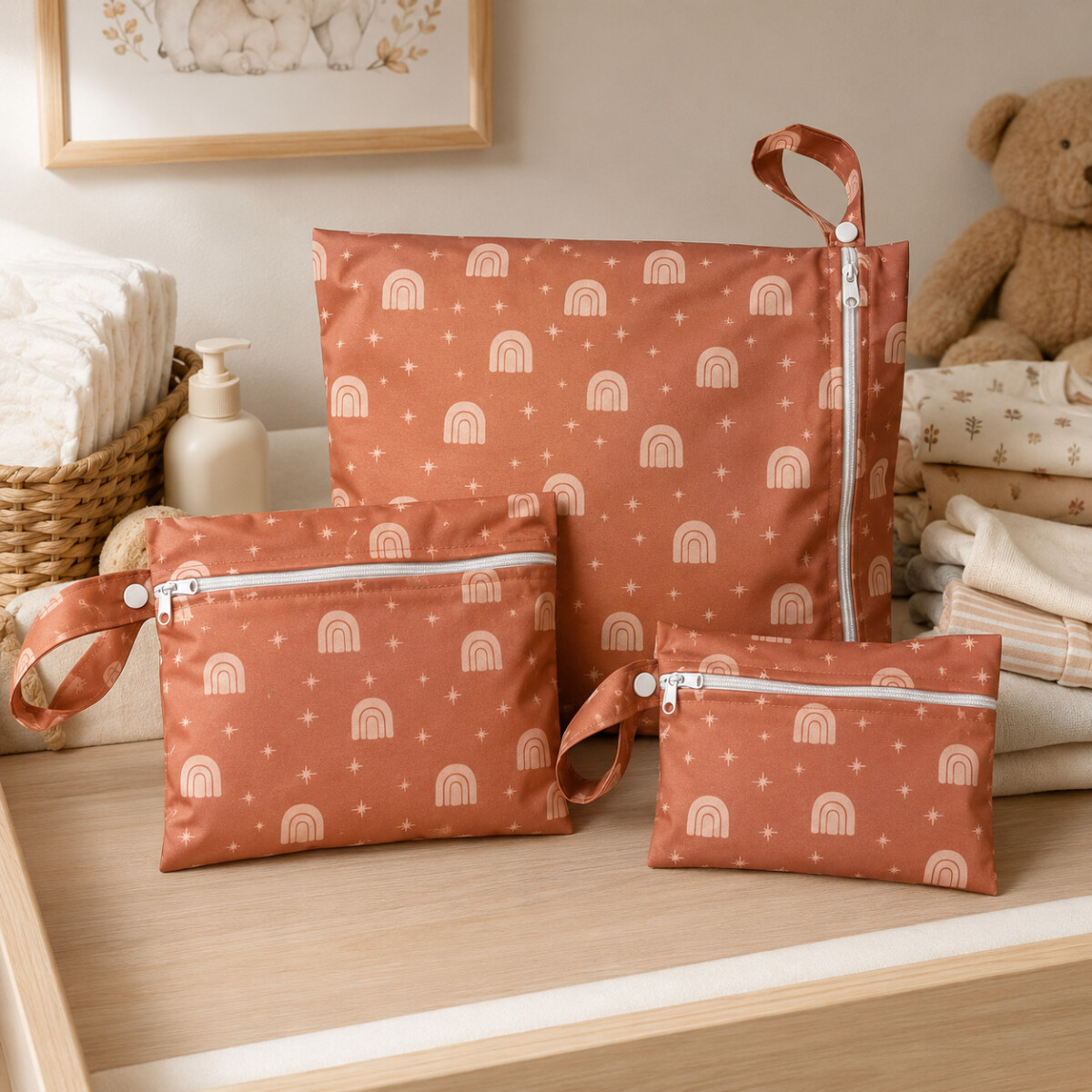 Set X3 Bolsa Para Pañales Impermeable Ropa Húmeda Bebé - Beige 1 