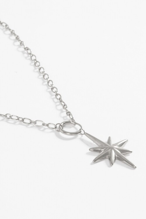 Collar acero dije start desmontable plateado