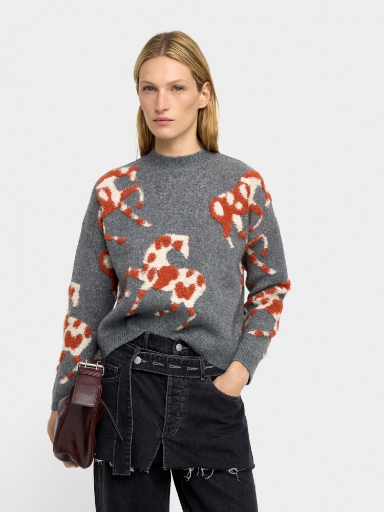 Jersey De Punto Jacquard gris