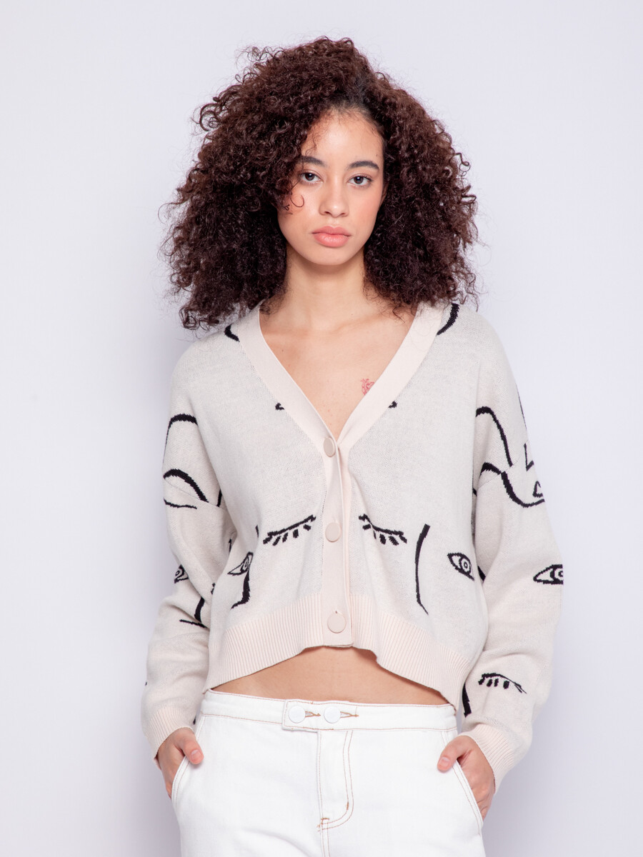 CARDIGAN ALBIN - Negro/Crudo 