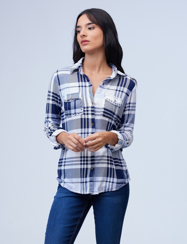 Camisa Soft Cuadrille AZUL/BLANCO