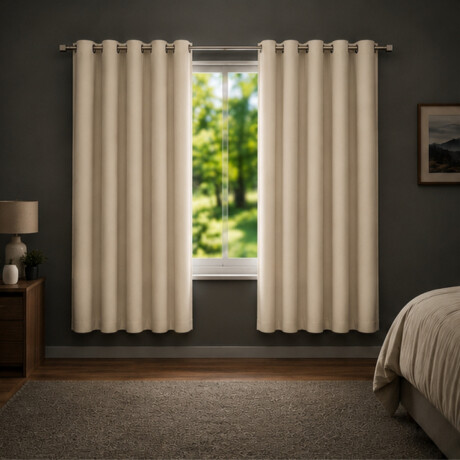 Cortina 100% Blackout set 2 paños 135 x 220 BEIGE