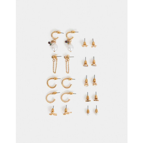 Aros Set 10 Argollas Y Pasantes Dorado