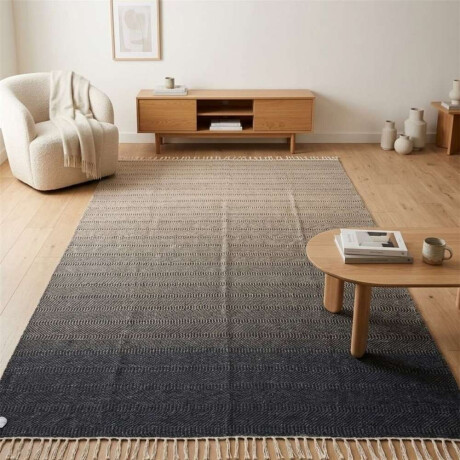 Alfombra 200X285Cm Jaspeado Flecos Natural Y Navy Alfombra 200X285Cm Jaspeado Flecos Natural Y Navy