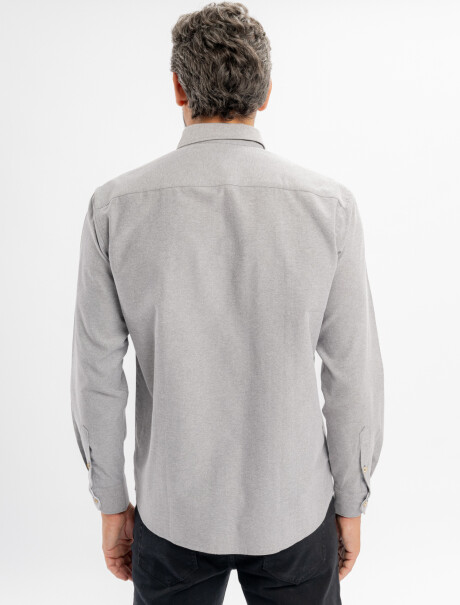 Camisa m/l oxford lisa gris