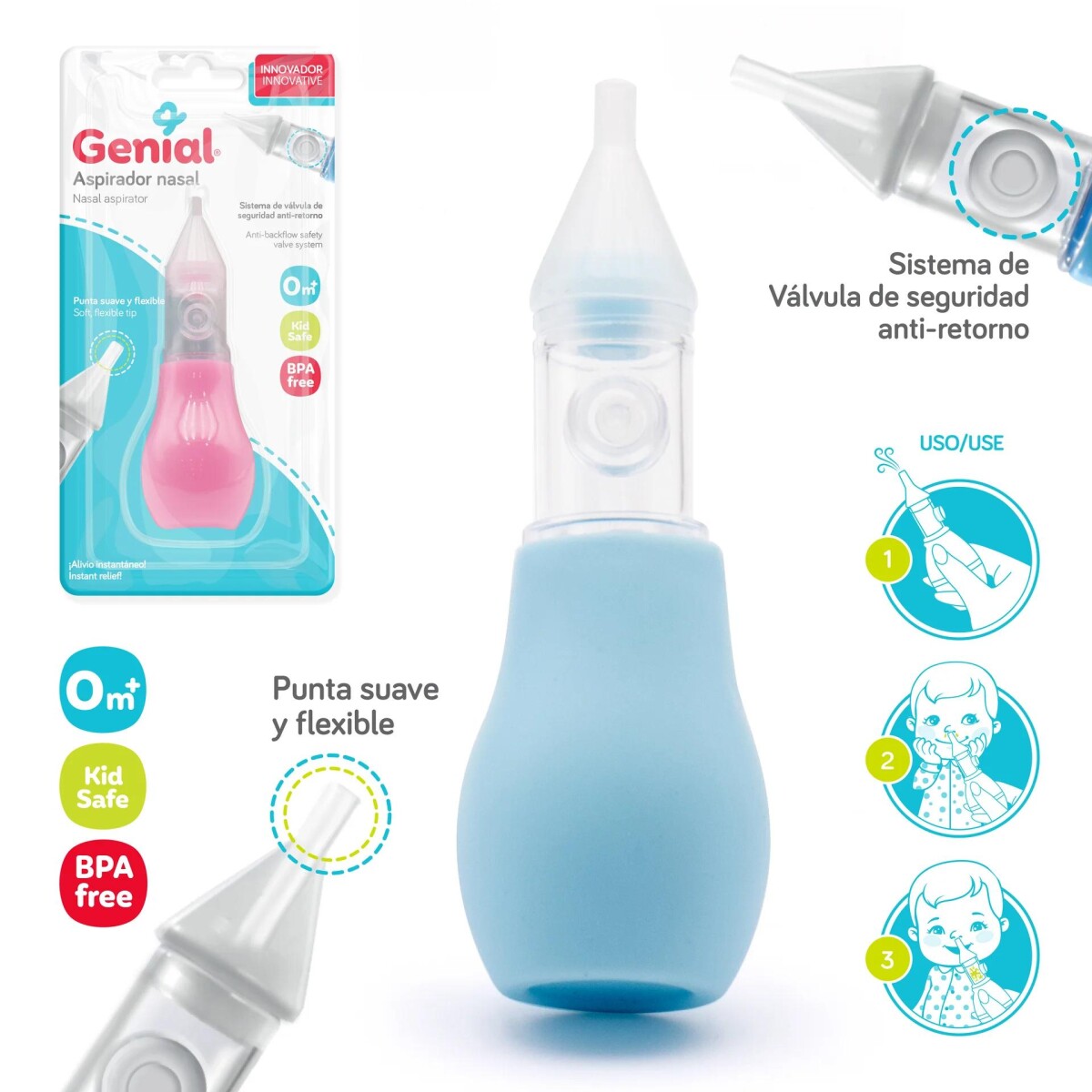 Aspirador Nasal Manual para Bebés GN-DS01 - Genial Baby 