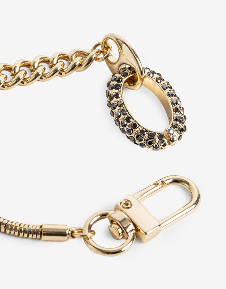 Pulseras Flexibles Strass Pulsera Flexible Mix De Cadenas - Dorado