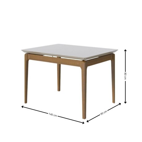 Mesa de Comedor Wind - 140 x 90 con vidrio Off White y Natural