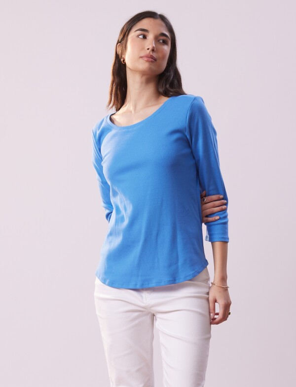 Remera Algodon Basica CELESTE OSCURO