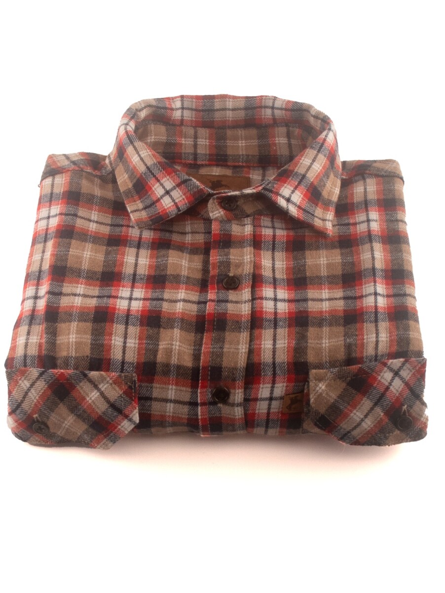 Camisa Viyela Unisex - Marron y roja 