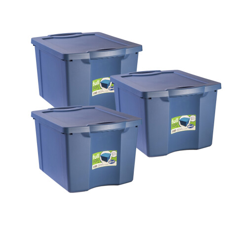 Set x3 Caja organizadora 75 lts Fullbox AZUL