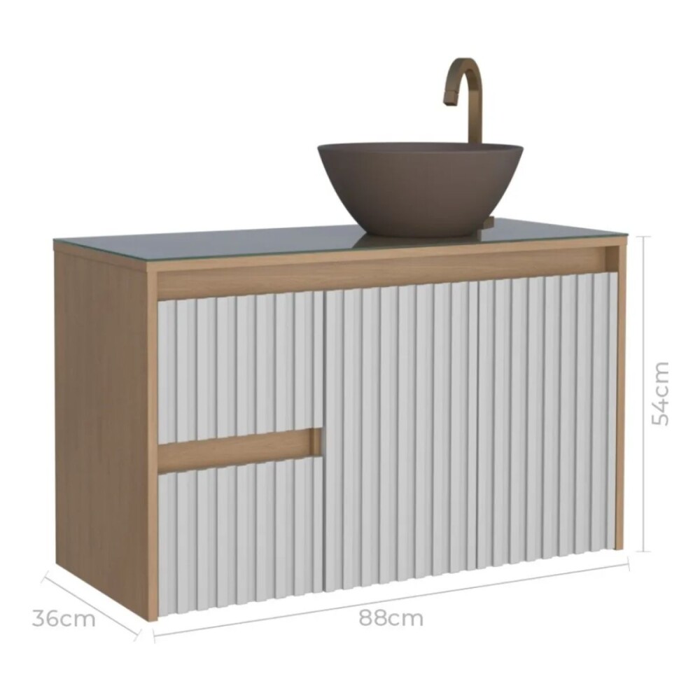 Mueble de baño Sakura 90 cm Beige con bacha de loza Mueble De Baño Sakura 90 Cm Beige Con Bacha De Loza