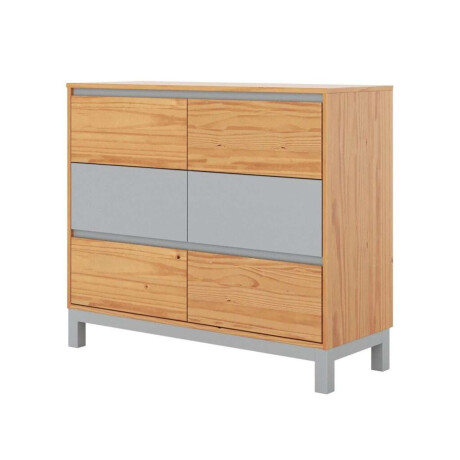 Comoda 6 Cajones Madera Maciza Pino/Gris Square