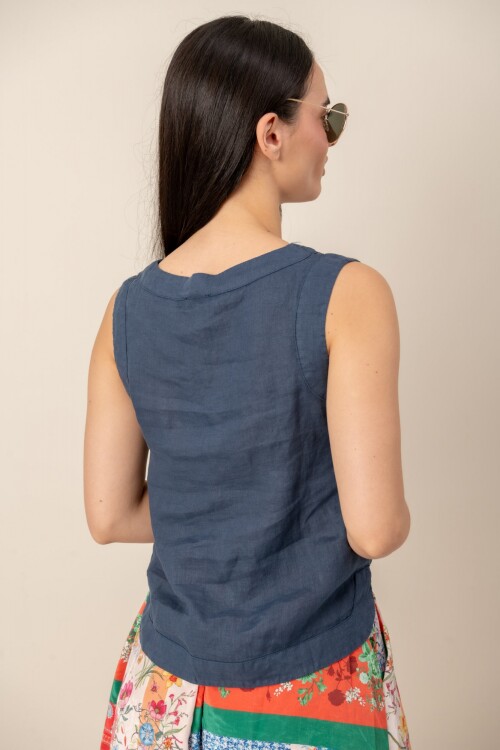 Musculosa lino Azul