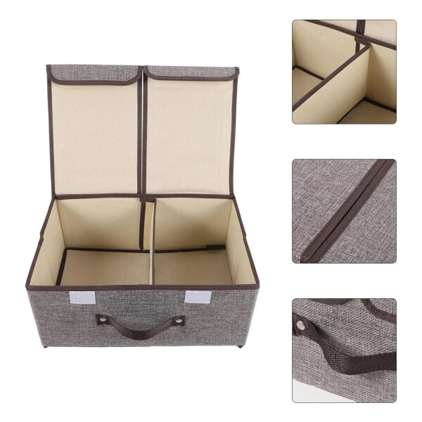 Caja Organizadora Plegable Ropa Doble Compartimiento X 6 Color Gris y Blanco