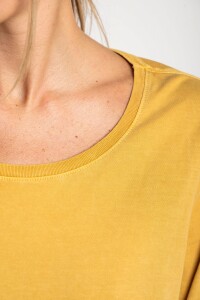Remera Lavada Manga 3/4 Amarillo Pastel