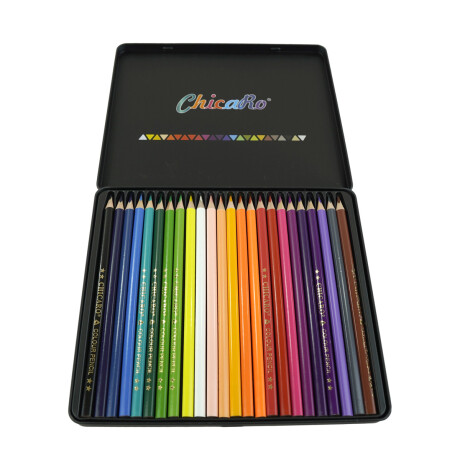 LAPICES DE COLORES X24 LARGO TRIANGULAR LATA METAL LAPICES DE COLORES X24 LARGO TRIANGULAR LATA METAL