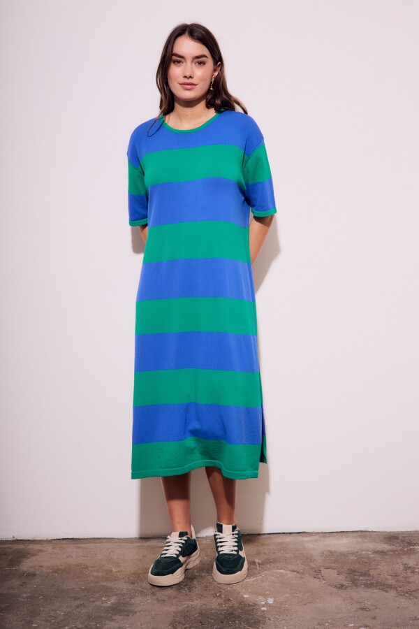 Vestido Tejido Rayado Verde