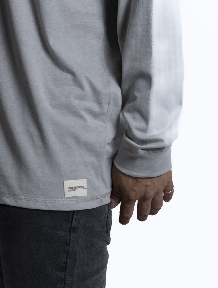 Remera Manga Larga Algodón Gris Claro