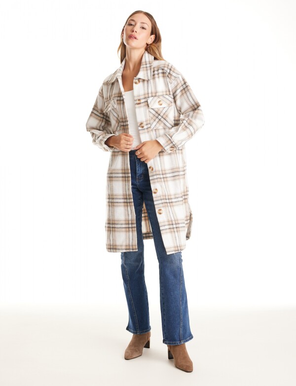 Sobrecamisa Larga Cuadros MULTI/BEIGE