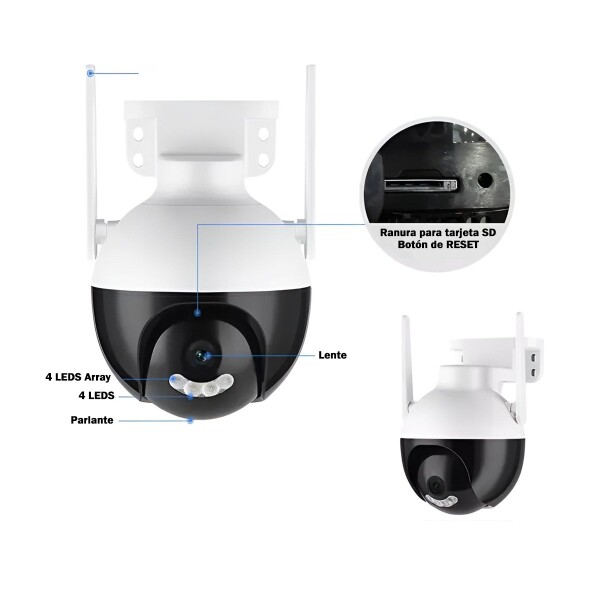 Cámara Seguridad Domo Exterior Microfono App Smart Home Wifi Variante Color Blanco