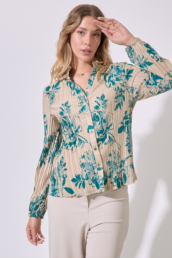 Blusa Plisada Print MULTI/VERDE