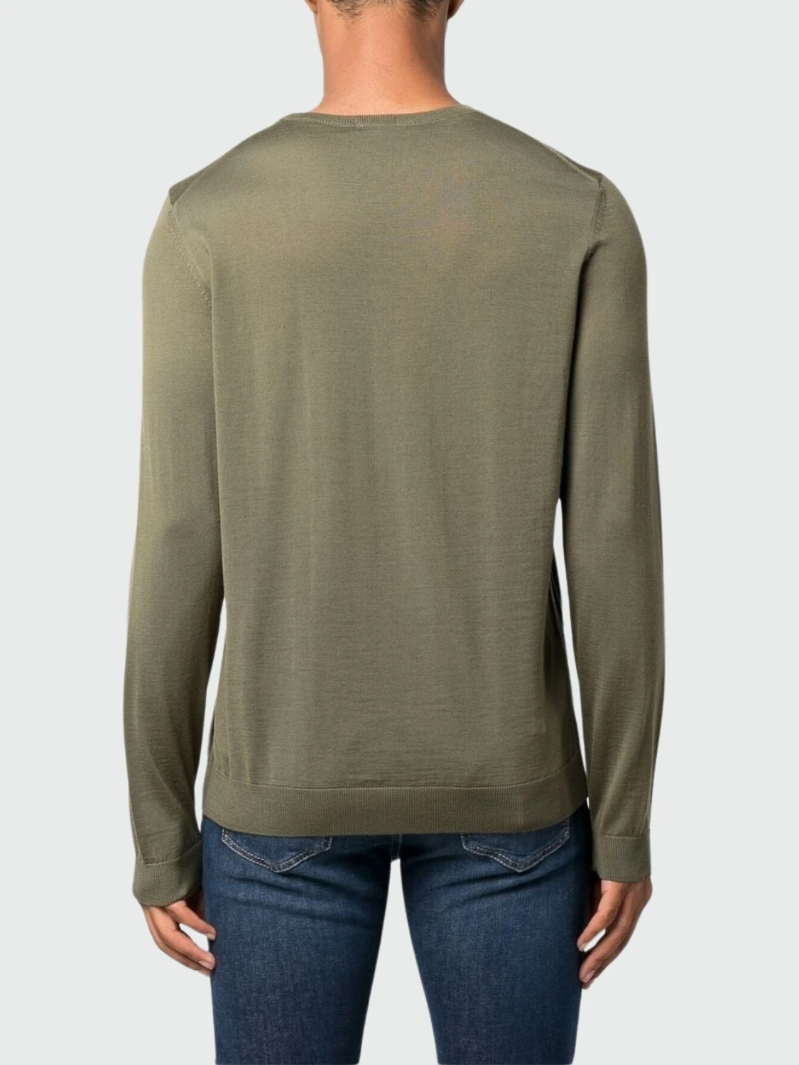 BOSS Black - Suéter Ajustado de lana Merino Cuello Redondo Verde