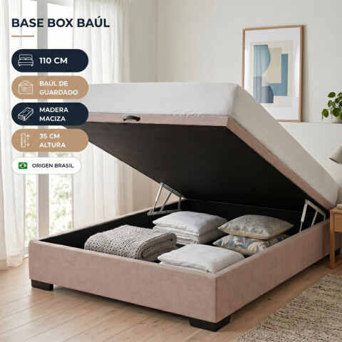 Base para Sommier Colchón Baul 1 Plaza y Media - 110 x 188 x 35 cm - Estructura Madera Maciza - Beige Base para Sommier Colchón Baul 1 Plaza y Media - 110 x 188 x 35 cm - Estructura Madera Maciza - Beige