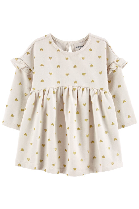 Vestido de algodón con volados diseño corazones Sin color