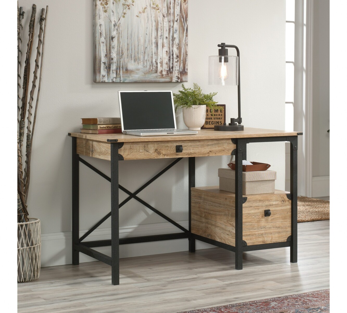Escritorio Cajonera Doble - Sauder - Linea Steel River 