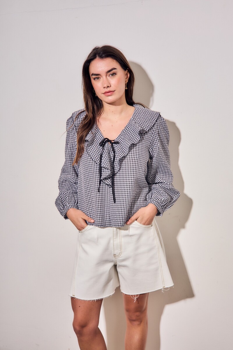 Blusa Gingham - Negro 