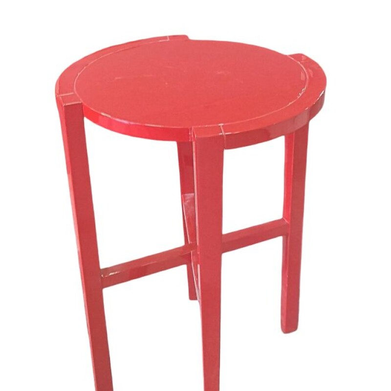 MESA LATERAL REDONDA LACA ROJA - PRODUCTO CON DETALLES - MESA LATERAL REDONDA LACA ROJA - PRODUCTO CON DETALLES -