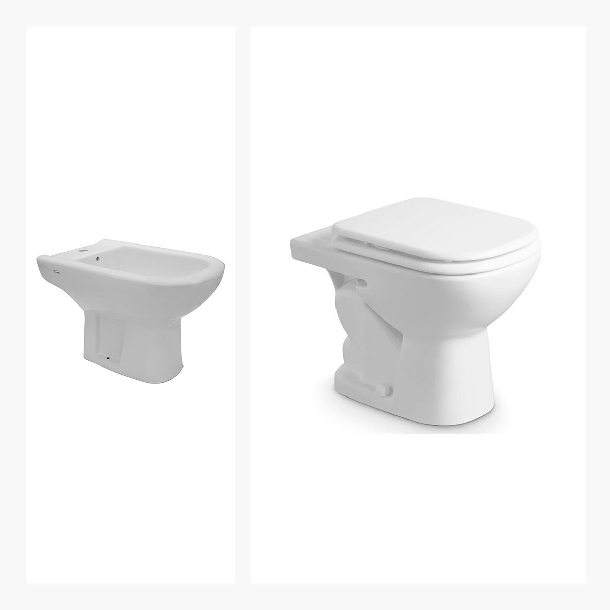 Juego Completo De Loza Ferrum. Incluye Inodoro Corto, Tapa Y Bidet Bari Ferrum 