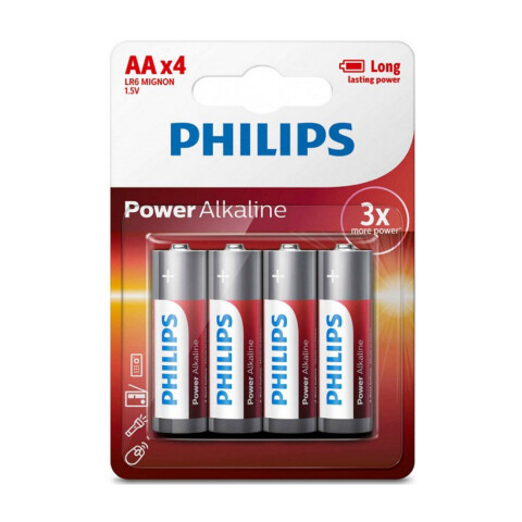 Blister Pilas Alcalinas Philips Aa Doble A 1.5v Power X4 Blister Pilas Alcalinas Philips Aa Doble A 1.5v Power X4
