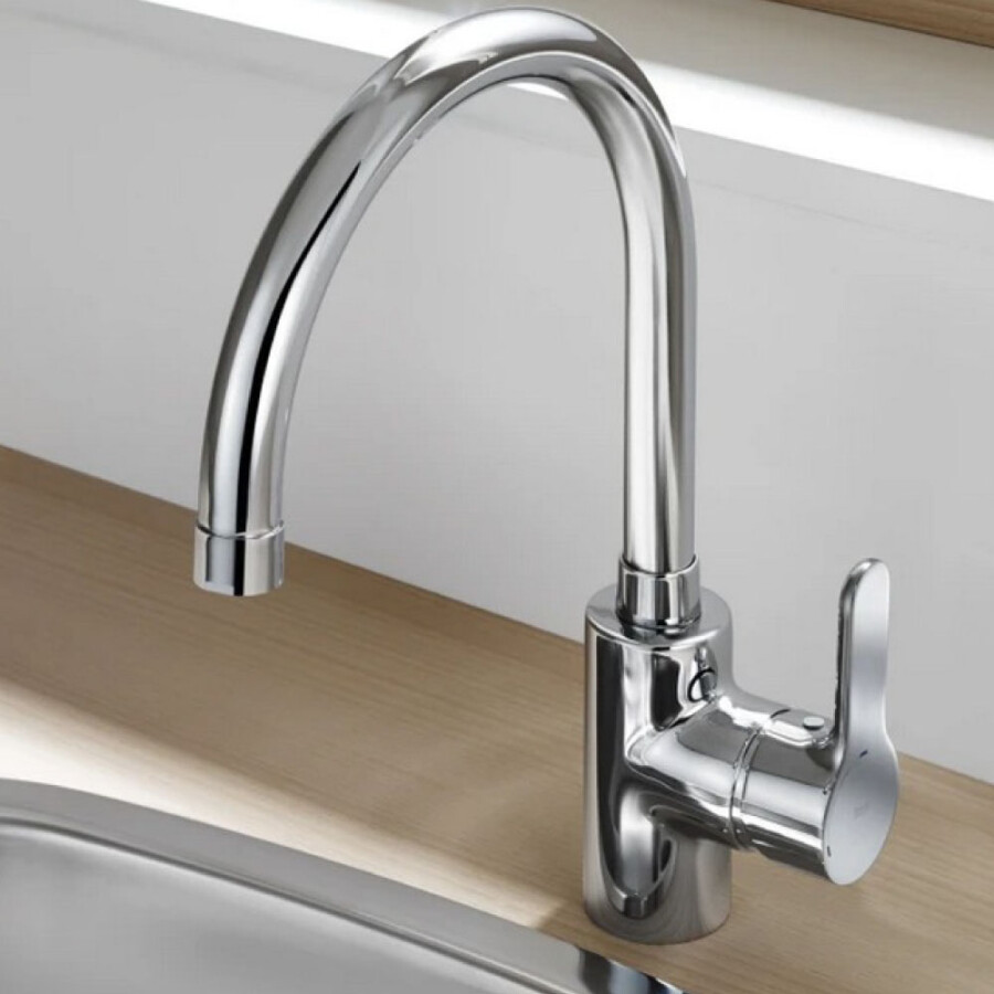 Griferia de Cocina Monocomando con Pico Redondo Cromado Linea L20 Griferia de Cocina Monocomando con Pico Redondo Cromado Linea L20