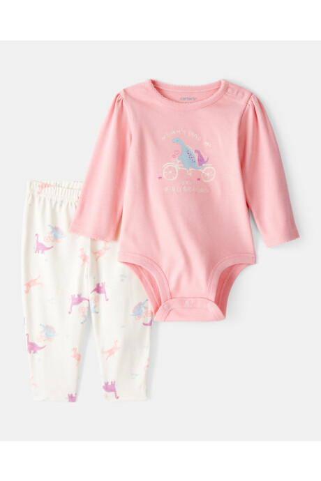 Set dos piezas de algodón, pantalón y body, diseño dinos Set dos piezas de algodón, pantalón y body, diseño dinos