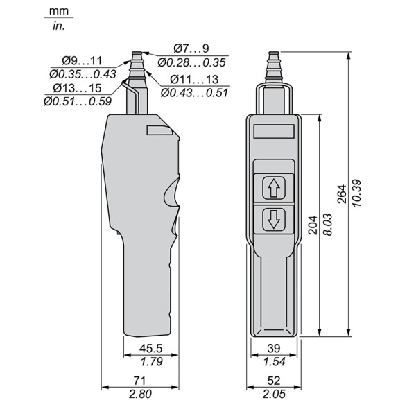 Botonera colg. amarilla c/2 puls. IP65 TL5950