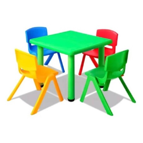 Pack Mesa Infantil Lumax Cuadrada + 4 Sillas Multicolor